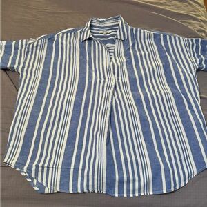 Madewell Blue and White Striped Casual Shirt